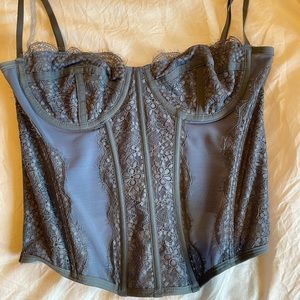 Out From Under Modern Love Corset Top from Urban Outfitters, Size L, Slate